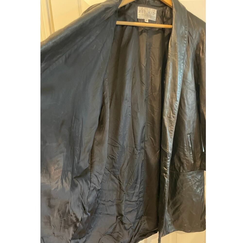 Vintage Women's Genuine Leather Jacket Mid Length Oversized Coat Size M - Picture 8 of 8